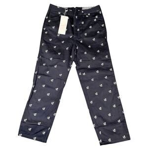 Facebackface Women's Capri Pants Navy Blue Anchor Print Nautical Cropped NWT XS